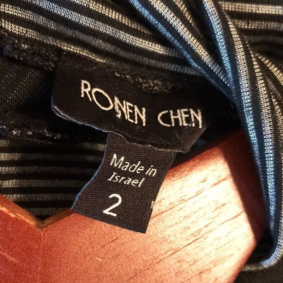 Ronen Chen Black Puffed Ruched Sleeve Dress - Sz 2 - Picture 8 of 11